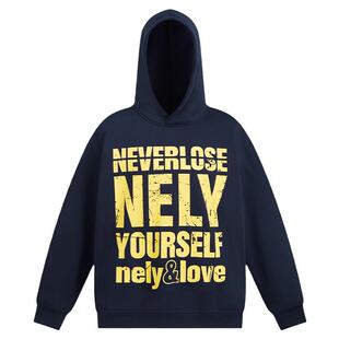 NELY小尼力美式斑驳字母加绒连帽卫衣男女秋冬hiphop休闲青年外套