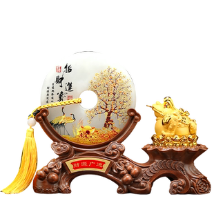 招财金蟾摆件玉石平安扣客厅办公室蟾蜍装饰公司店铺乔迁开业礼品