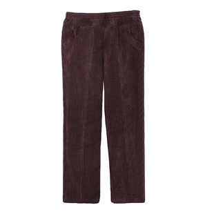 中老年女裤春秋款外穿松紧腰妈妈裤子中年裤子女宽松灯芯绒条绒裤