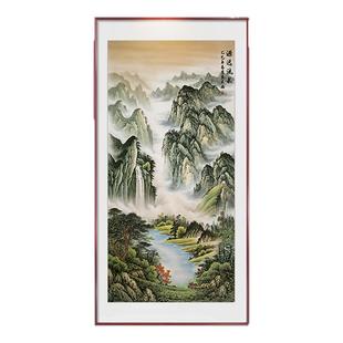 旭日东升玄关挂画山水画靠山图新中式壁画东墙入户正对门装饰画