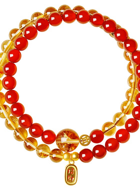 宫里上新天然黄水晶红玛瑙手链