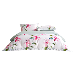 TEVEL/堂皇长绒棉四件套裸睡纯印花套件贡缎轻奢家用床单被套春歌