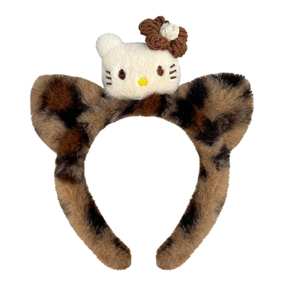 可爱豹纹猫咪毛绒发箍女款洗脸