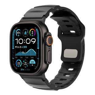 适用苹果手表s11表带s10耐用applewatch升级氟橡胶iwatch耐磨Ultra3/2/1透气49mm舒服舒适简约运动男士不掉色