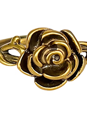 不掉色指环女小众山茶玫瑰戒指