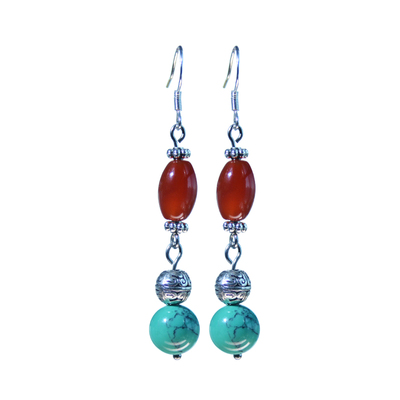 耳坠民族风耳绿松石耳环藏元素藏式耳饰云南饰品国风少数民族耳饰