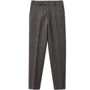 双面羊毛休闲西裤男士宽松直筒2024冬季新款保暖毛呢绒西装裤子男