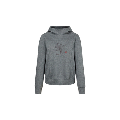 HUI卉山雀纹刺绣弹力连帽卫衣