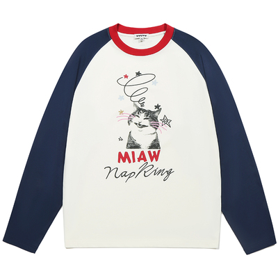 GUUKA猫咪美式长袖T恤