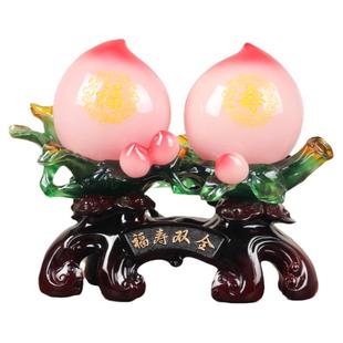 福寿双全寿桃祝寿摆件客厅家居装饰品送爷爷奶奶老人长辈生日礼物