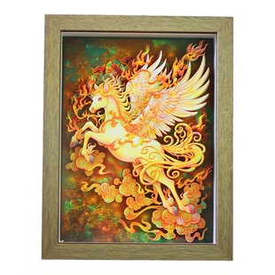 纸想造物中式古典九色鹿裸眼3D立体纸雕画马年摆件送亲朋国潮礼品