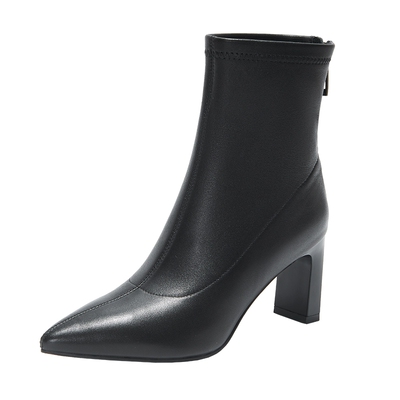 商场同款细高跟短靴百田森法式