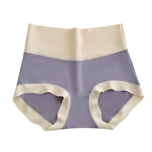 日系撞色拼接高腰收腹无痕内裤女夏季薄款莫代尔亲肤包臀三角裤头