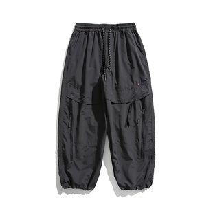 lemanism美式秋季工装裤子男潮牌直筒束脚裤宽松伞兵裤休闲长裤女