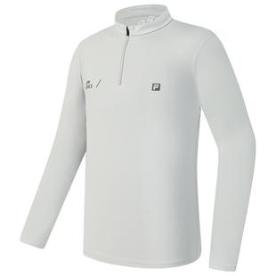 加绒|FILA斐乐官方男运动长袖T恤秋季新款健身半拉链长袖上衣黑色