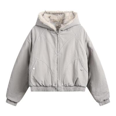 座山雕毛领棉服外套情侣