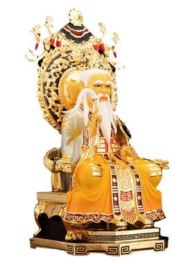 纯铜鎏金三清道祖彩绘摆件