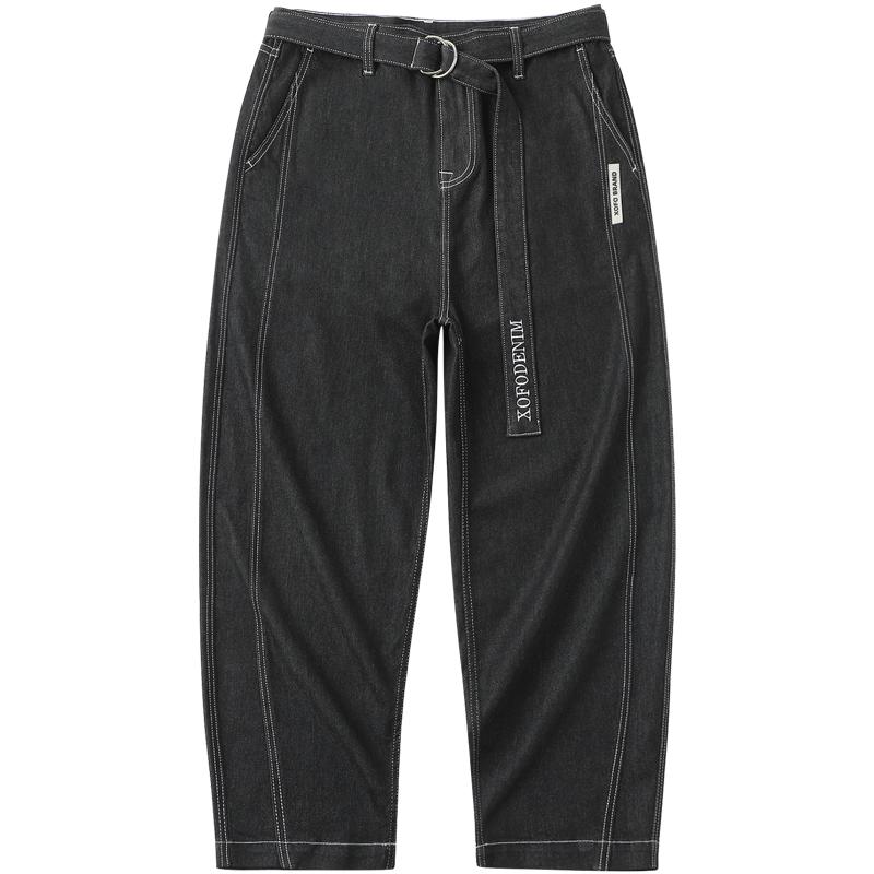 不易掉色刺绣设计拉链长裤