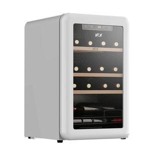 HCK哈士奇70CTC复古红酒柜20瓶恒温进口家用小型冰吧冰箱冷藏柜