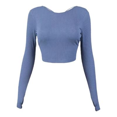 长袖美背瑜伽服露背带胸垫健身衣