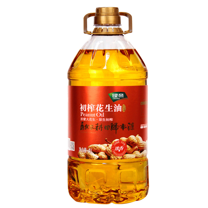 绿帝花生油4L原生初榨一级压榨