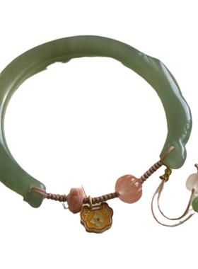 天然新疆晴水和田玉手镯女半镯