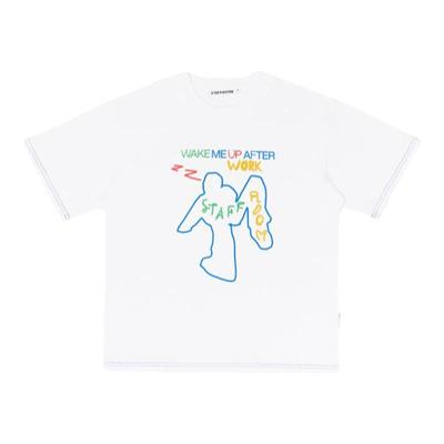 短袖彩色印花休闲圆领宽松