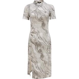 【ONLY奥莱】春季新款国风新中式盘扣收腰针织短袖连衣裙女