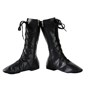 思棠演出跳舞鞋软底爵士舞黑皮芭蕾舞鞋蒙古族藏族舞蹈靴艺考拉链