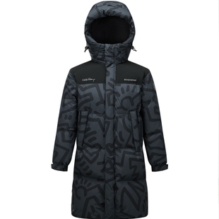 波司登奥莱冬季中长款男女同款撞色潮流时尚运动保暖连帽厚羽绒服