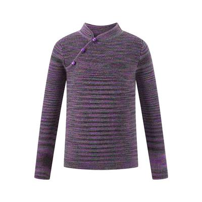 Little Naive女童针织衫秋款立领新中式打底衫儿童渐变时髦毛衣