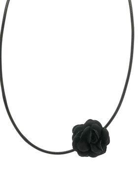 饰故乡女黑色玫瑰花朵项链
