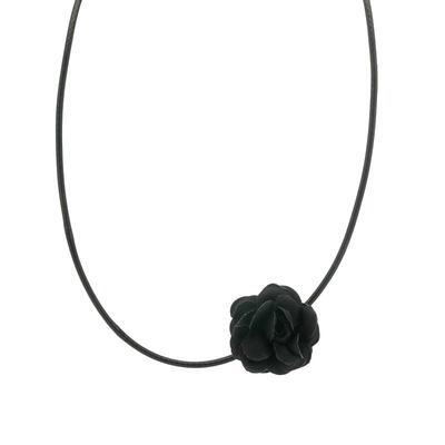 饰故乡女黑色玫瑰花朵项链