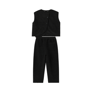 布丁哈鲁童装冬装女童洋气上衣2026秋冬新款儿童甜美休闲套装