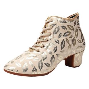 广场高帮舞蹈鞋中跟软底国标教师鞋摩登舍宾舞蹈鞋交谊短靴跳舞鞋