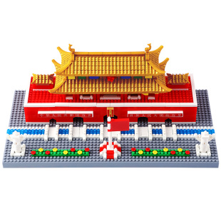 国庆节北京天安门小泥瓦匠积木儿童建房子砖块砌砖玩具建筑手工盖
