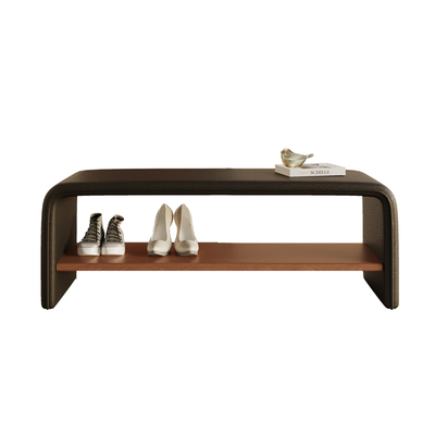 山影艺术实木玄关换鞋凳