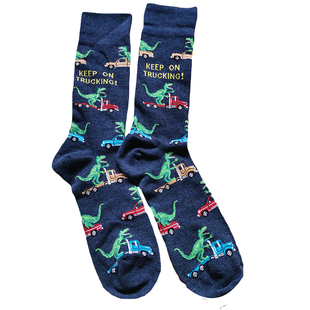 外贸出口美国订单恐龙老虎图案棉质男士花袜子绿色吸汗透气长筒袜