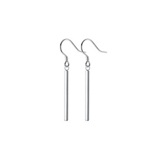 S925纯银针长款耳环日韩个性时尚几何一字棍线条耳钩耳坠INS潮