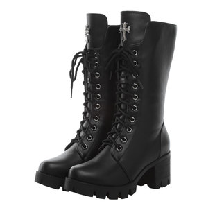 2025新款马丁靴女英伦风真皮粗跟中筒冬季小个子高跟显瘦短靴子潮