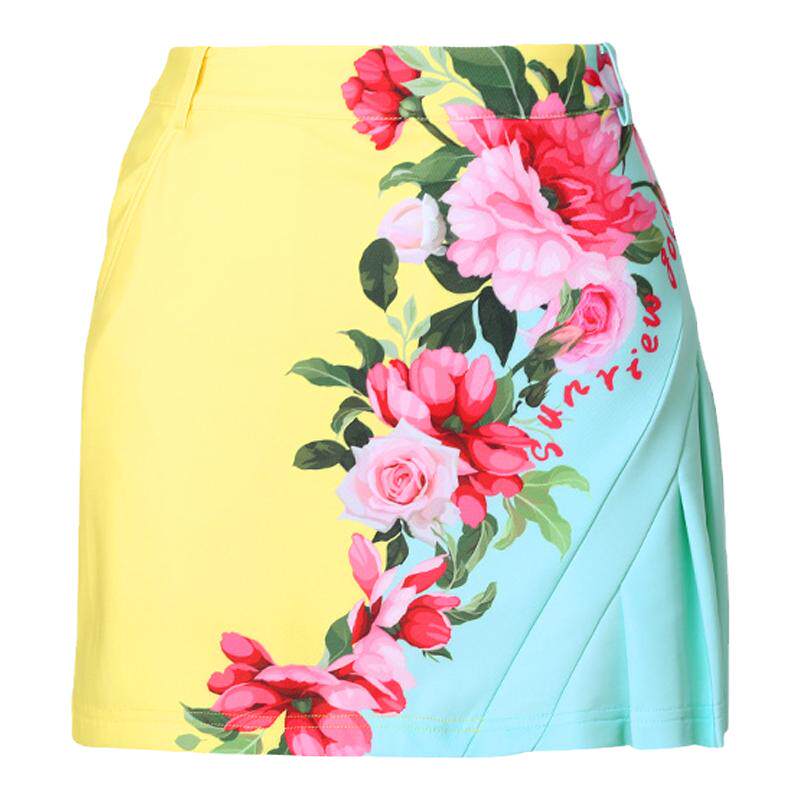 女士短裙颜色对撞鲜艳花朵