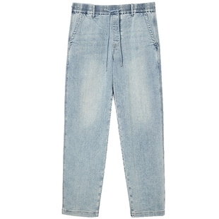 907杰克琼斯男装士男生2025秋牛仔裤弹力廓形裤子浅蓝色质感长裤