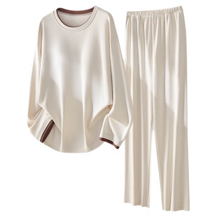 睡衣女款长袖春秋冬季高级纯棉2026新款穿家居服a类大码套头全棉