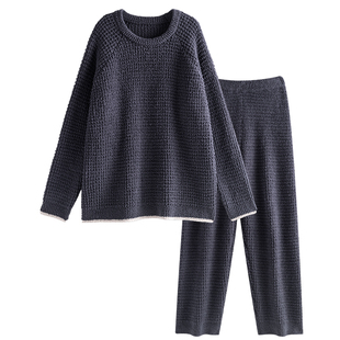 半边绒睡衣男士秋冬季加厚毛绒套头外穿家居服珊瑚绒保暖大码套装