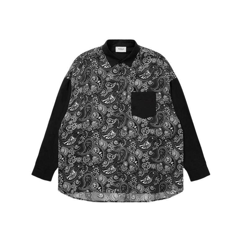 bapeblack腰果花拼接长袖衬衫