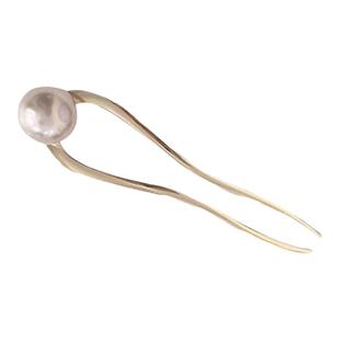 珍珠u型发簪古风女高级感新中式发钗簪子2025新款丸子头盘发头饰