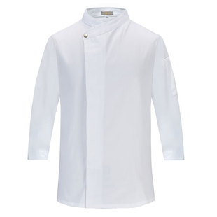 黑色高级厨师工作服长袖秋冬款厨房工衣加厚后厨服装七分袖四季款