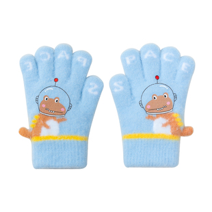 儿童手套男孩秋天冬季小学生保暖男童骑行加绒女孩宝宝针织五指套