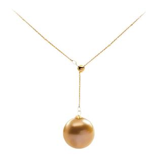 南珠宫18K金海水珍珠项链圆大可调节南洋金珠项链X093KN-J