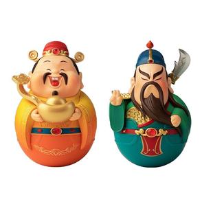 铜师傅欢喜小将《不倒翁》财神关公 解压办公桌面招财工位摆件